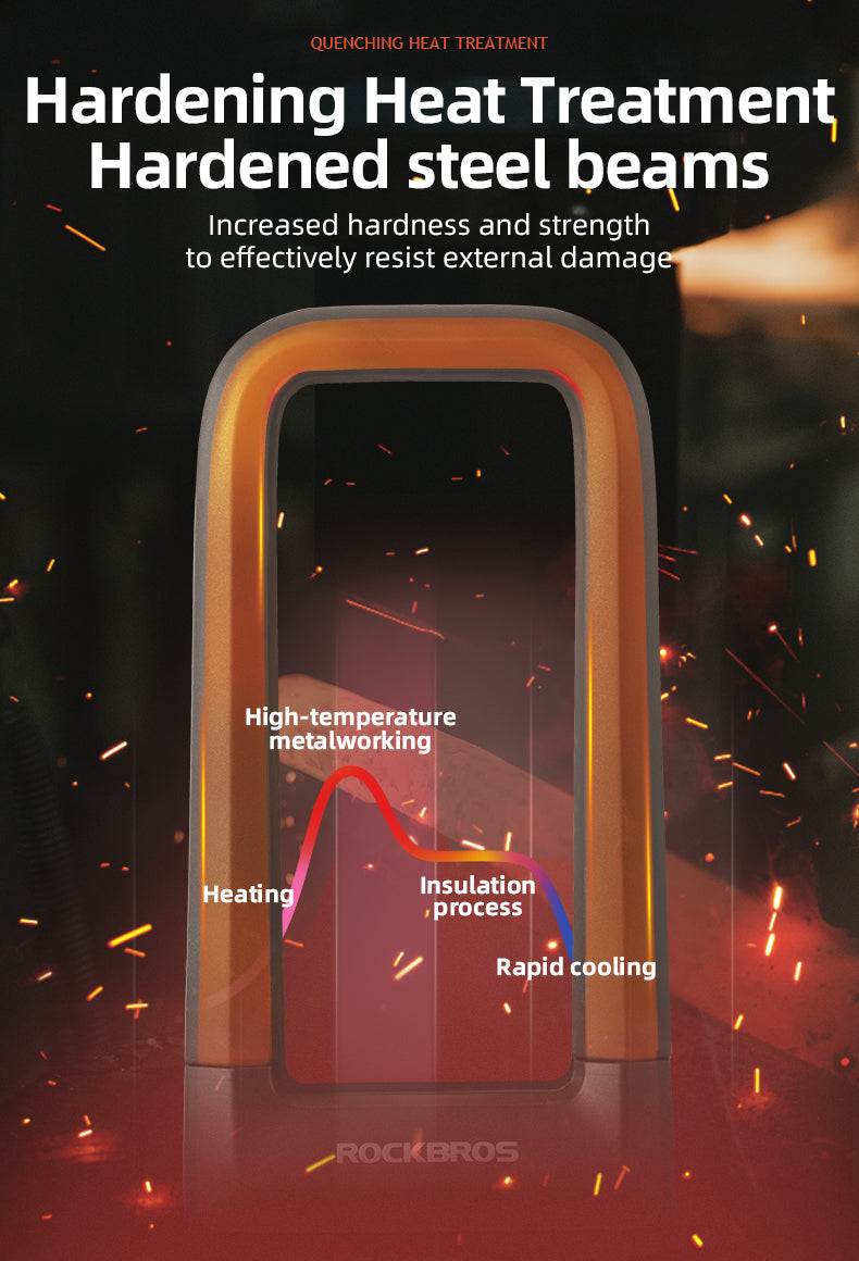 ROCKBROS Motorcycle Bicycle U-Lock Anti-Theft Thickened MTB Bike Lock Alloy Steel 3 Keys - ROCKBROSUSA