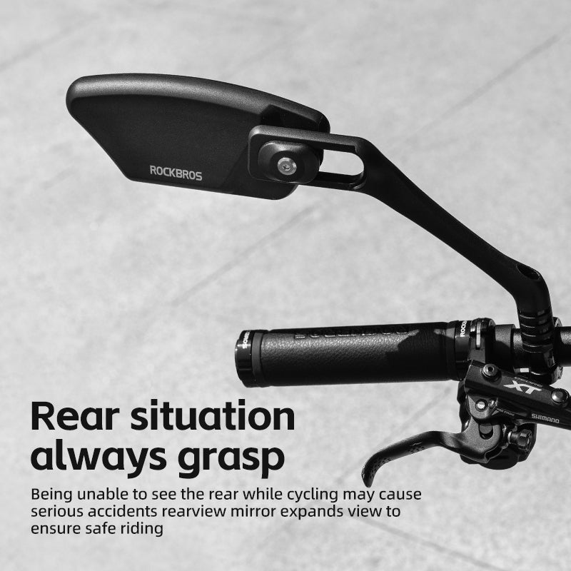 ROCKBROS Bike Mirrors Handlebar Mount Rearview Mirror HD Blast-Resistant All-round Angle Adjustable Retractable