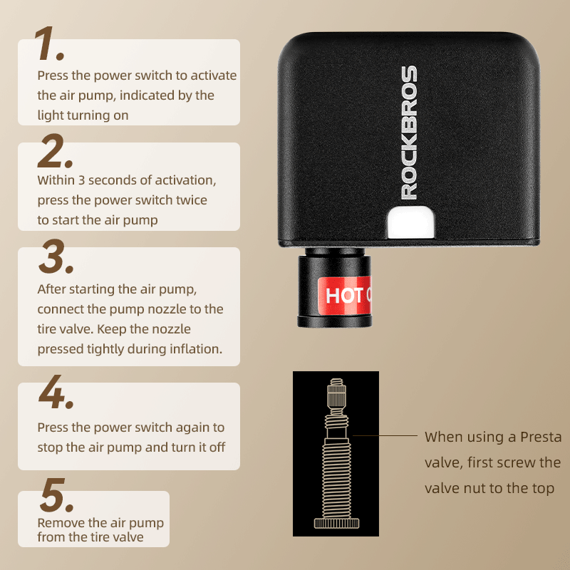 ROCKBROS Mini Electric Bike Pump - ROCKBROSUSA