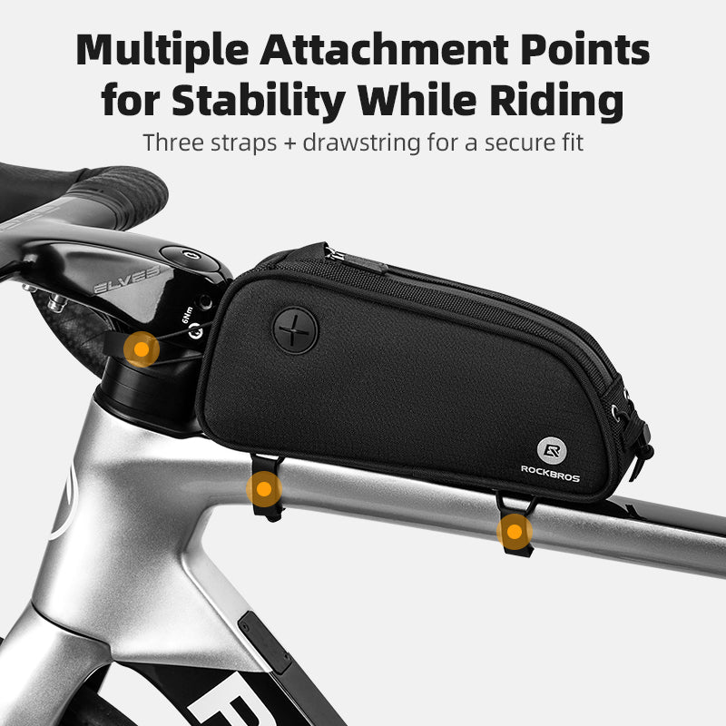 ROCKBROS Bicycle Top Tube Bag 1.3L Mountain Road Bike Frame Bag Reflective - ROCKBROSUSA