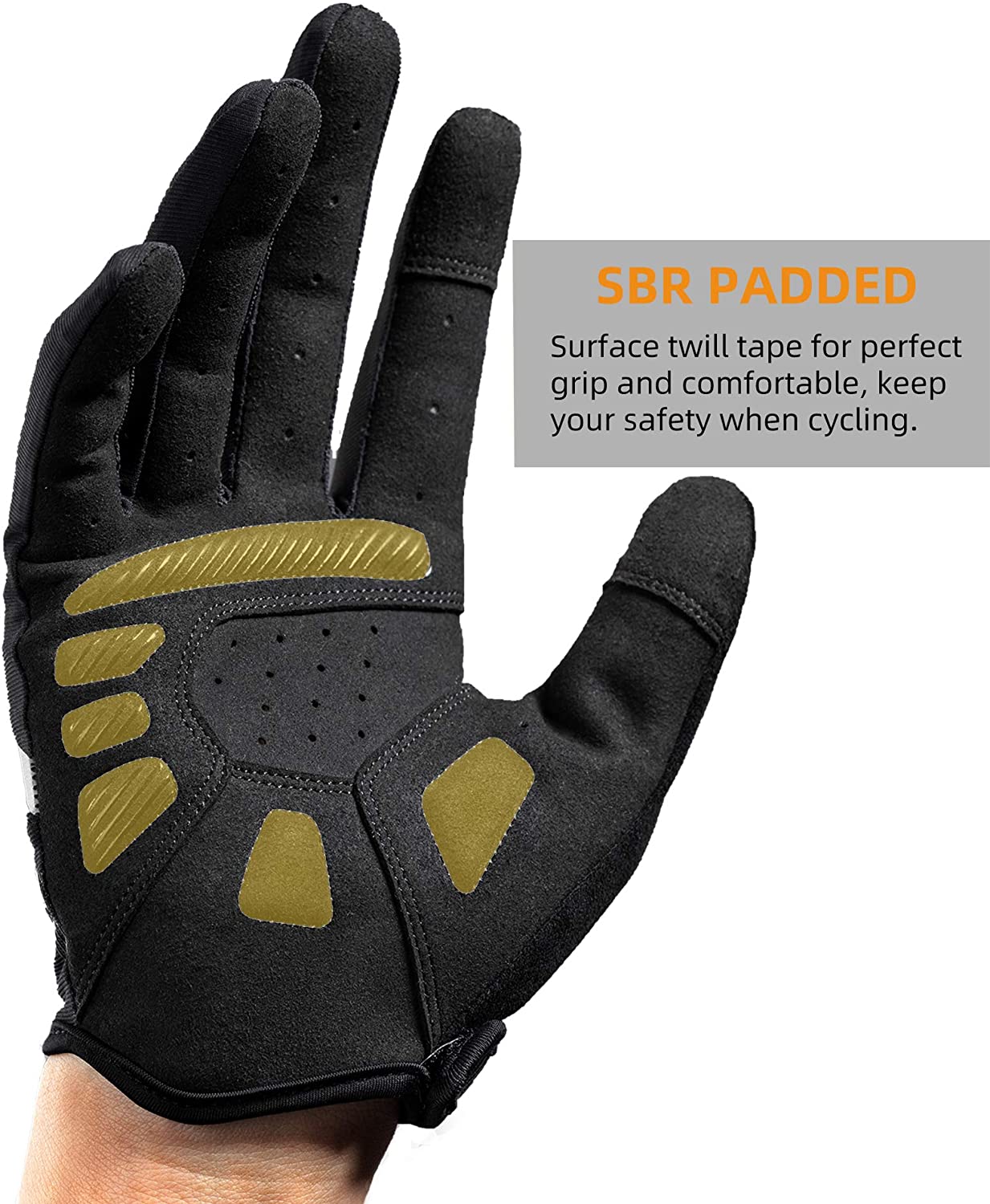 ROCKBROS Bike Gloves Mens Cycling Gloves Touch Screen Anti-Slip MTB Road Biking Gloves Breathable Full Finger Bicycle Gloves for Outdoor Sports