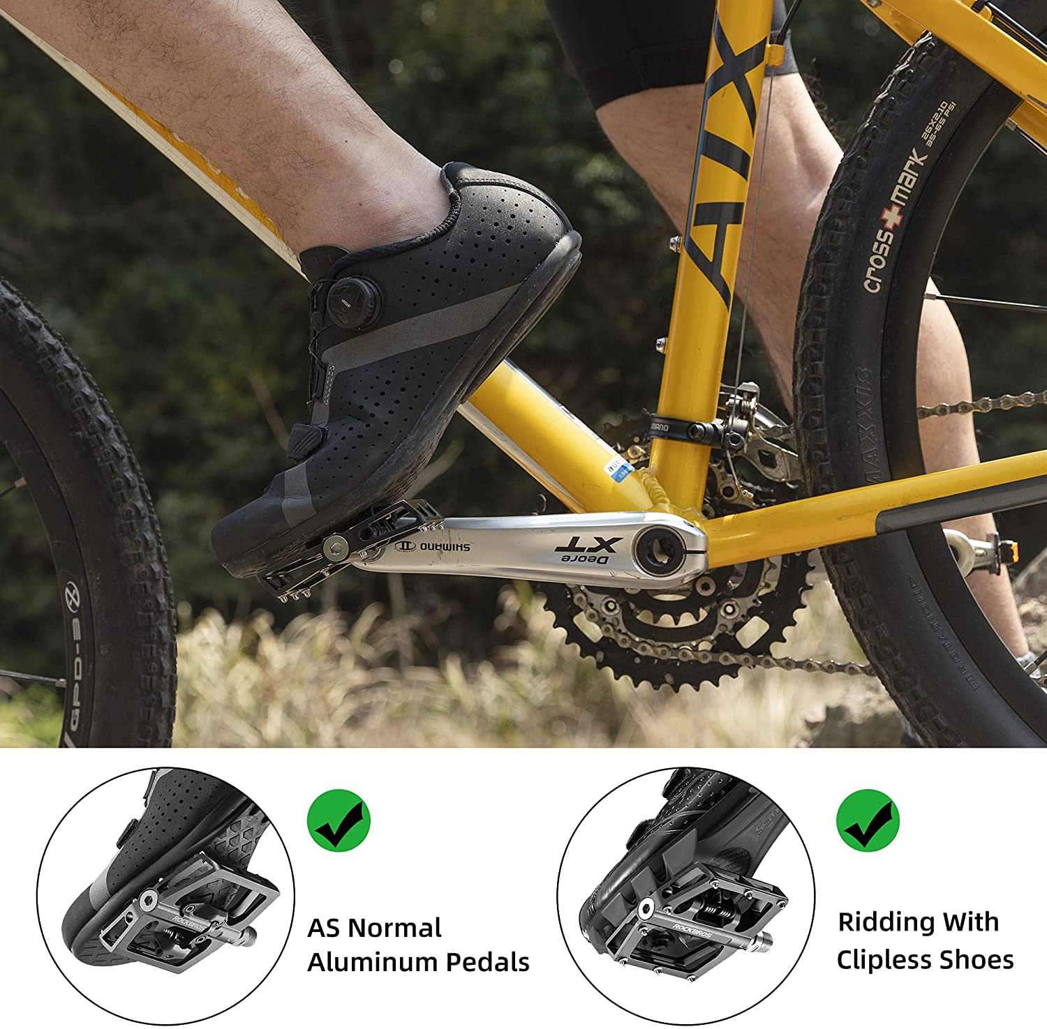 ROCKBROS Multi-Function Clipless Flat Bike Pedals in Black (Pair)