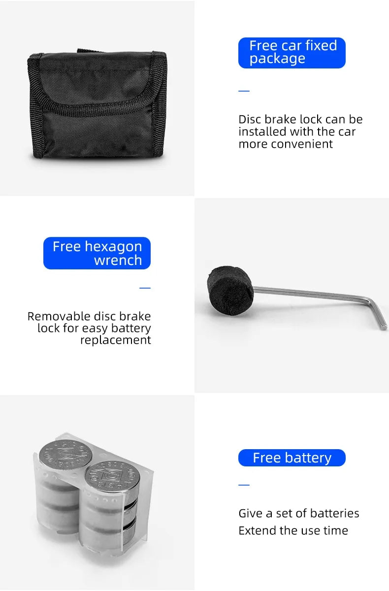 ROCKBROS Motorcycle Disc Lock Alarm Anti-theft 110db Waterproof Alloy Steel 6MM Electric device Scooter Helmet Bicycle Cable Lock - ROCKBROSUSA