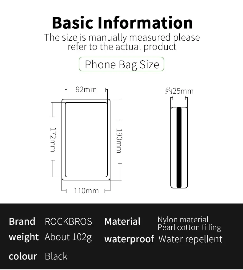 ROCKBROS 6.0" Bike Phone Holder Bag - Durable, Touchscreen, Large Capacity - ROCKBROSUSA