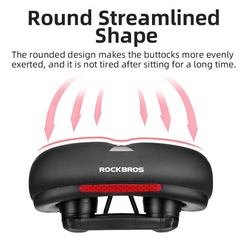 ROCKBROS Bicycle Saddle Shockproof Leather Cushion Reflective Cycling Bike Seat With Handle - ROCKBROSUSA