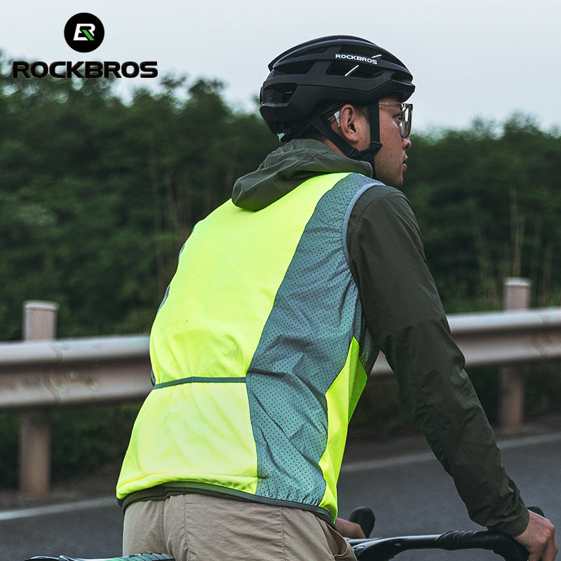 Rockbros Cycling Jacket Unisex Reflective Vest Breathable Night Running Vest Cycling Safety Warning - ROCKBROSUSA