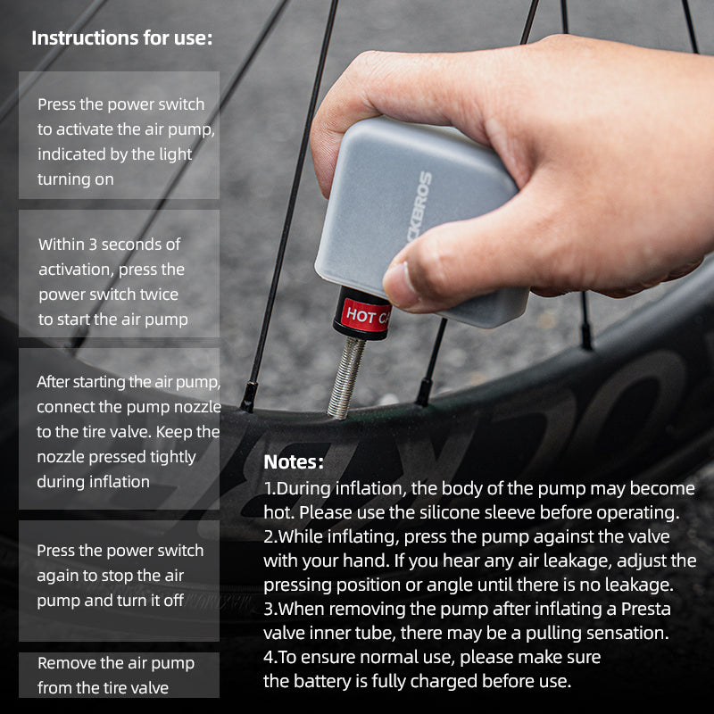 ROCKBROS Mini Electric Bike Pump - ROCKBROSUSA