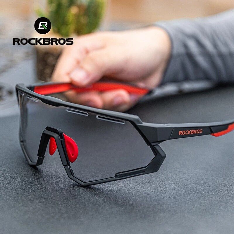 ROCKBROS Cycling Glasses Polarized Photochromic Sunglasses Riding Goggles 2 Lens - ROCKBROSUSA