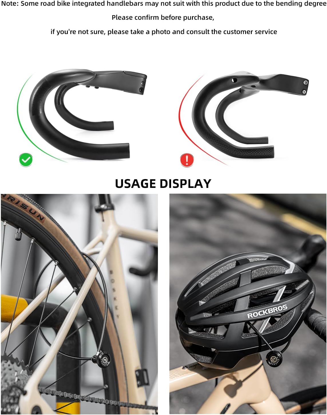 【ROAD TO SKY】ROCKBROS Bicycle Lock Hidden Handle Lock Mini Lock Bike Cable Lock Hidden in Handlebars Helmet Lock Zinc Alloy Lock Cylinder Aluminum Shell 25.6 inches for Roadbike - ROCKBROSUSA