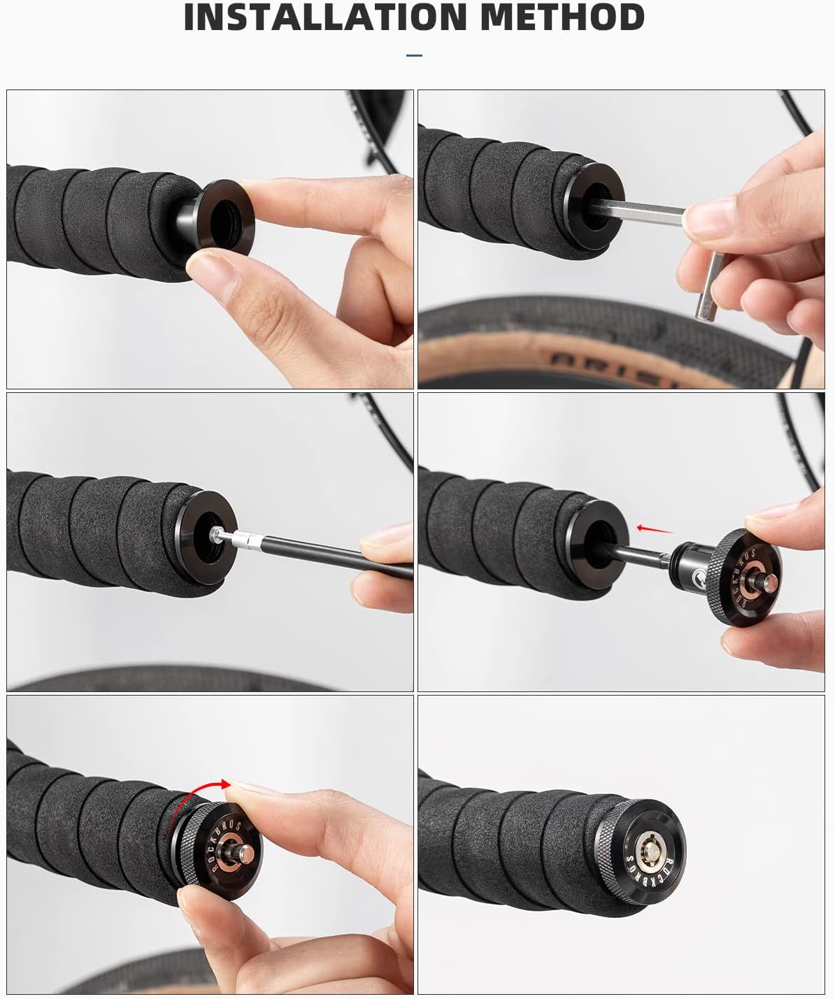 【ROAD TO SKY】ROCKBROS Bicycle Lock Hidden Handle Lock Mini Lock Bike Cable Lock Hidden in Handlebars Helmet Lock Zinc Alloy Lock Cylinder Aluminum Shell 25.6 inches for Roadbike - ROCKBROSUSA