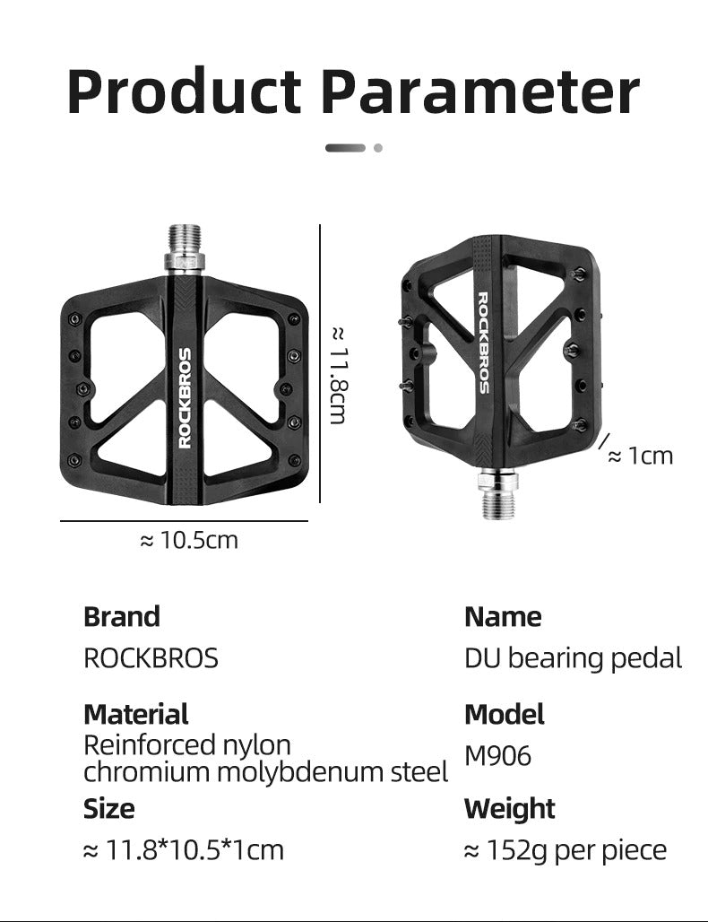 ROCKBROS Large Nylon Composite Bike Pedals in Black (Pair) - ROCKBROSUSA