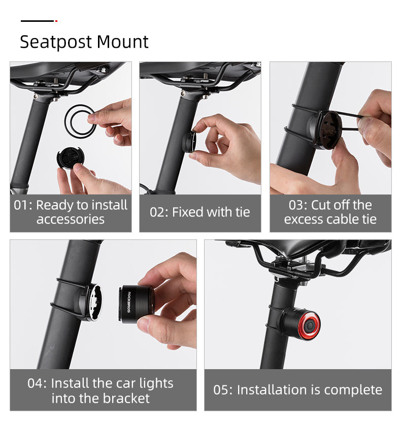 ROCKBROS 1000 Lumen Front Bike Light + Smart Brake & Tail Light Q3 Set - ROCKBROSUSA