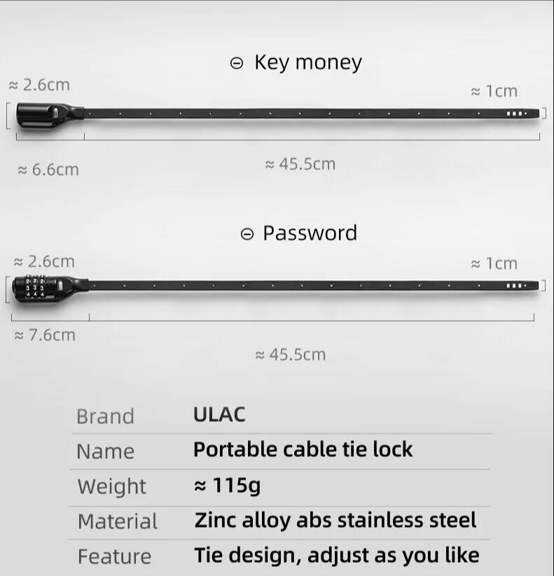 ROCKBROS ULAC Bike Helmet Lock 3-Digit Code Password Lock Portable MTB Bike Lock With Key - ROCKBROSUSA