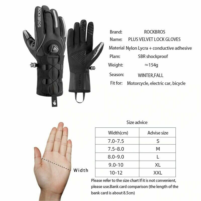 ROCKBROS Cycling Gloves Winter Motocycle Velvet Thermal Gloves Windproof Touch screen Gloves - ROCKBROSUSA
