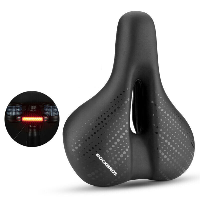 ROCKBROS MTB Road Cycling Seat Saddle with Rear light Shock AbsorptionGel Bike Comfort Cushion