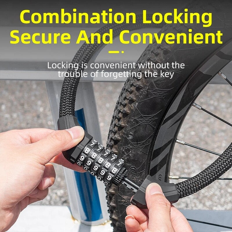 ROCKBROS Motorcycle Bicycle Lock Zinc Alloy Thicken Anti-theft Password Lock Cylinder Elasticity ABS Lock Chain Lock