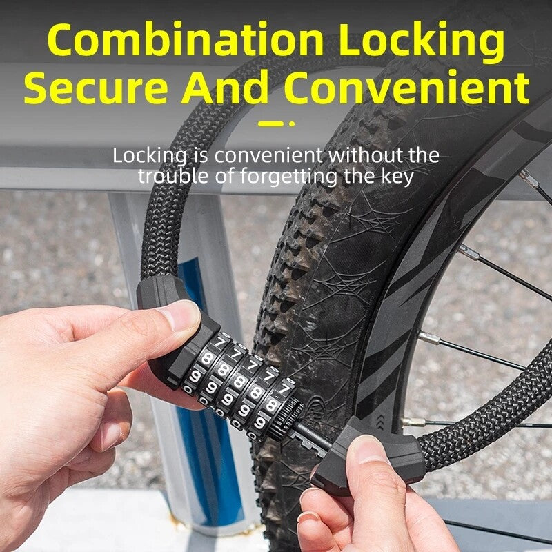 ROCKBROS Motorcycle Bicycle Lock Zinc Alloy Thicken Anti-theft Password Lock Cylinder Elasticity ABS Lock Chain Lock - ROCKBROSUSA