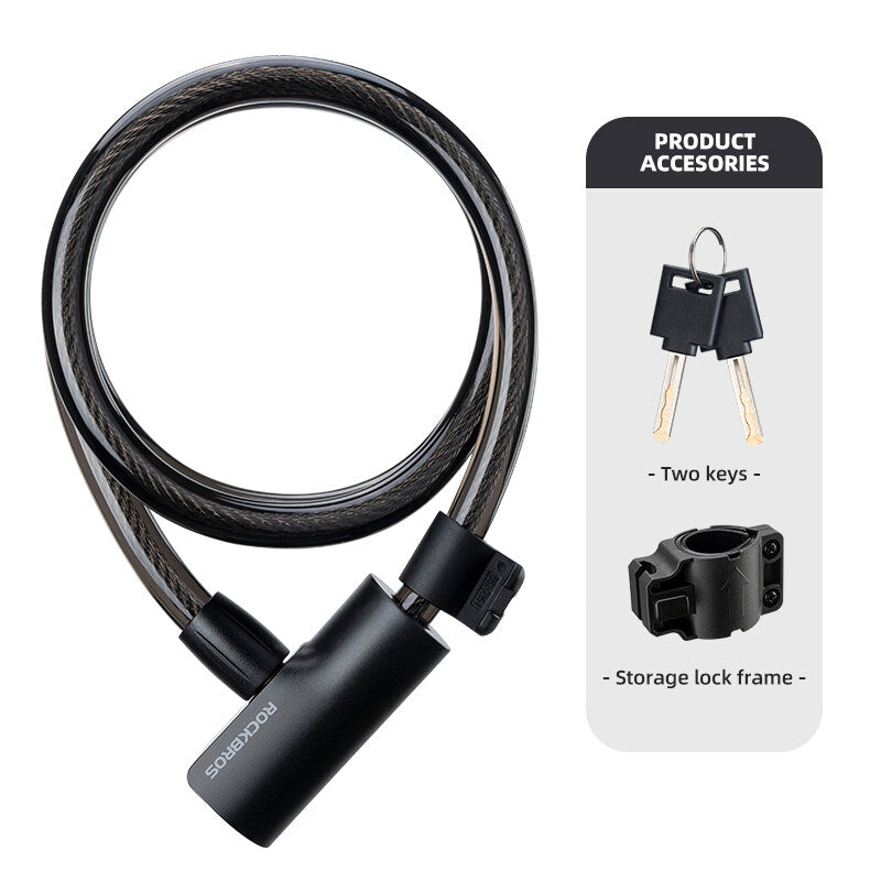 Câble Antivol Acier ROCKBROS 1,2m - Sécurité Vélo Moto Trottinette - Boucle Robuste