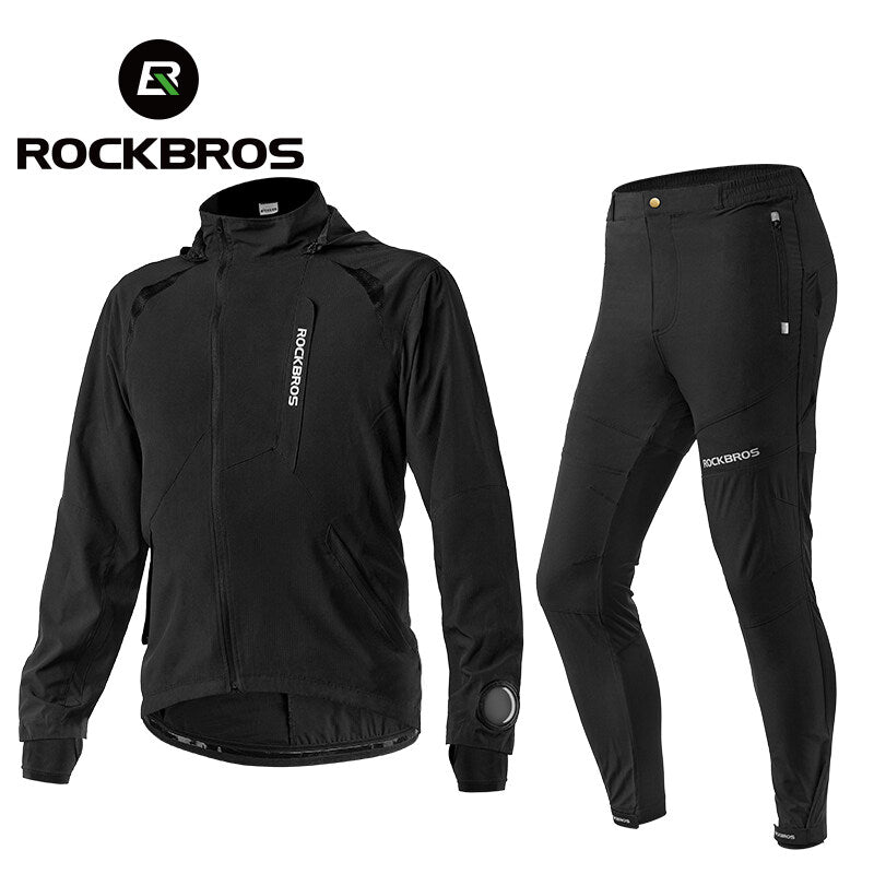 ROCKBROS Men's Cycling Jacket Windproof Running Jacket Pants Quick-Dry Outdoor Sports MTB Road Bike Jacket Pants Lightweight Breathable - ROCKBROSUSA