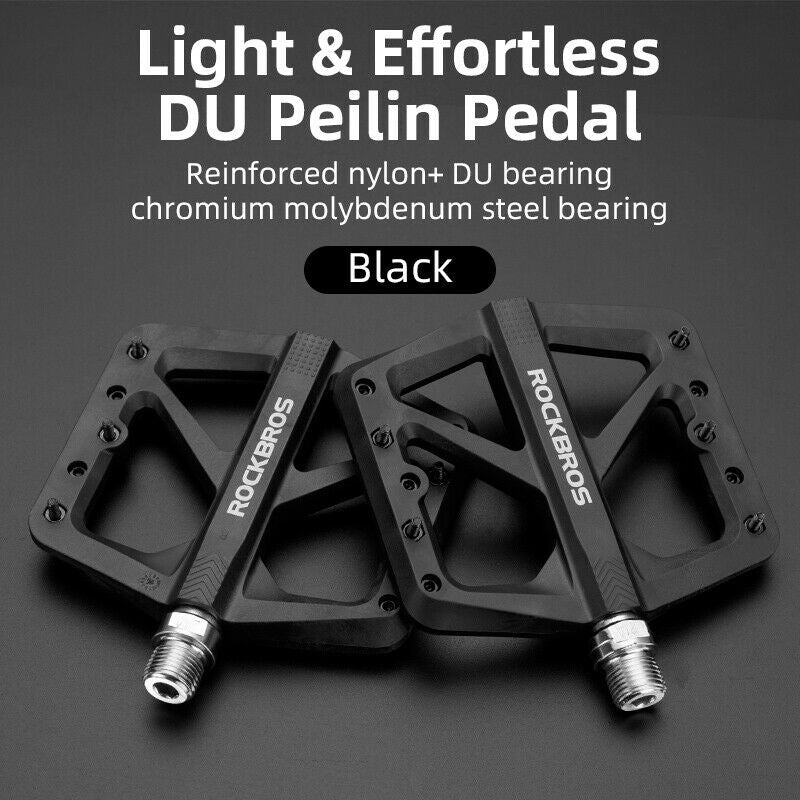 ROCKBROS Large Nylon Composite Bike Pedals in Black (Pair) - ROCKBROSUSA