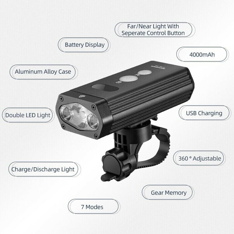ROCKBROS 2000LM 360° Adjustable Headlight - Ultra Bright, Waterproof, Durable - ROCKBROSUSA