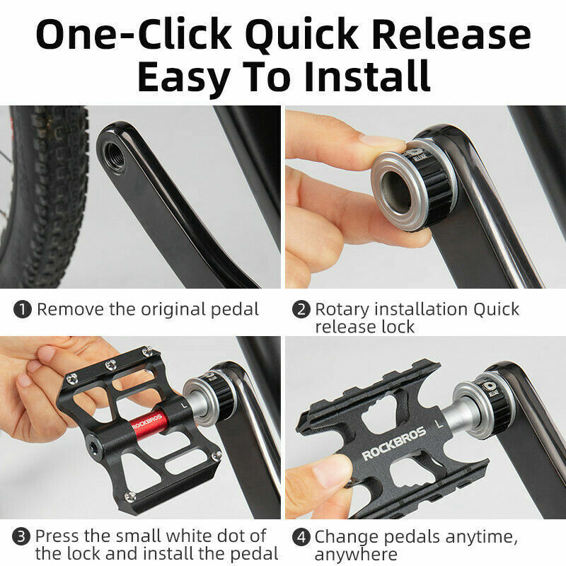 ROCKBROS Quick-Release Bike Pedals in Black (Pair) - ROCKBROSUSA