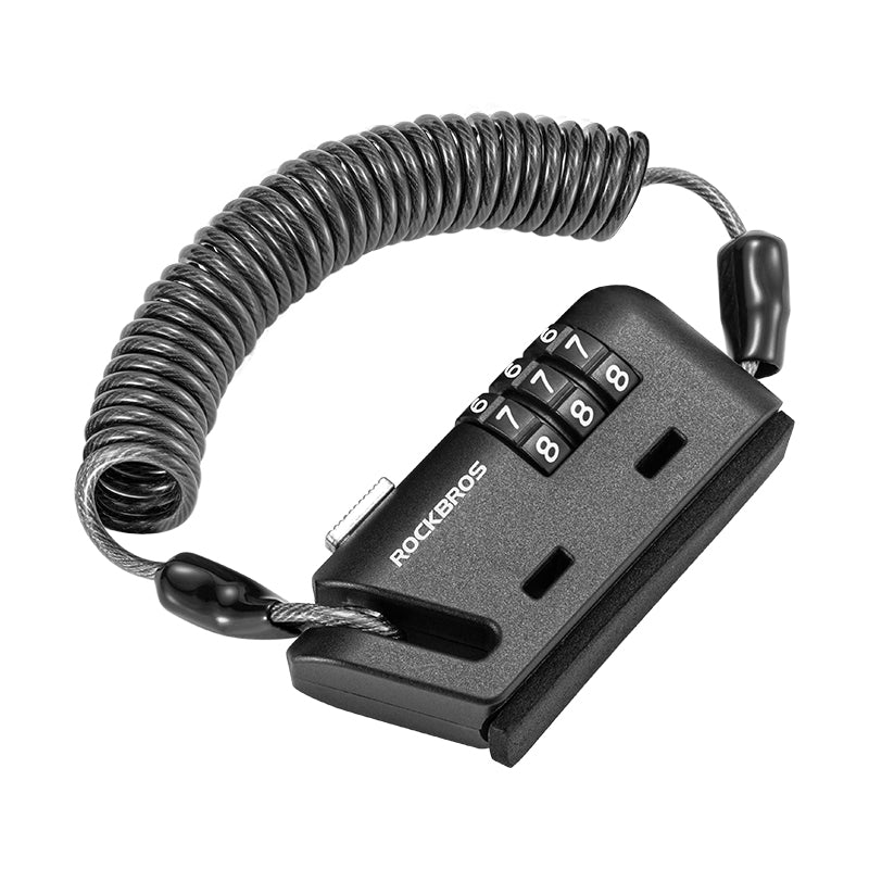 ROCKBROS Portable Bicycle Cable Lock Combination Helmet Lock