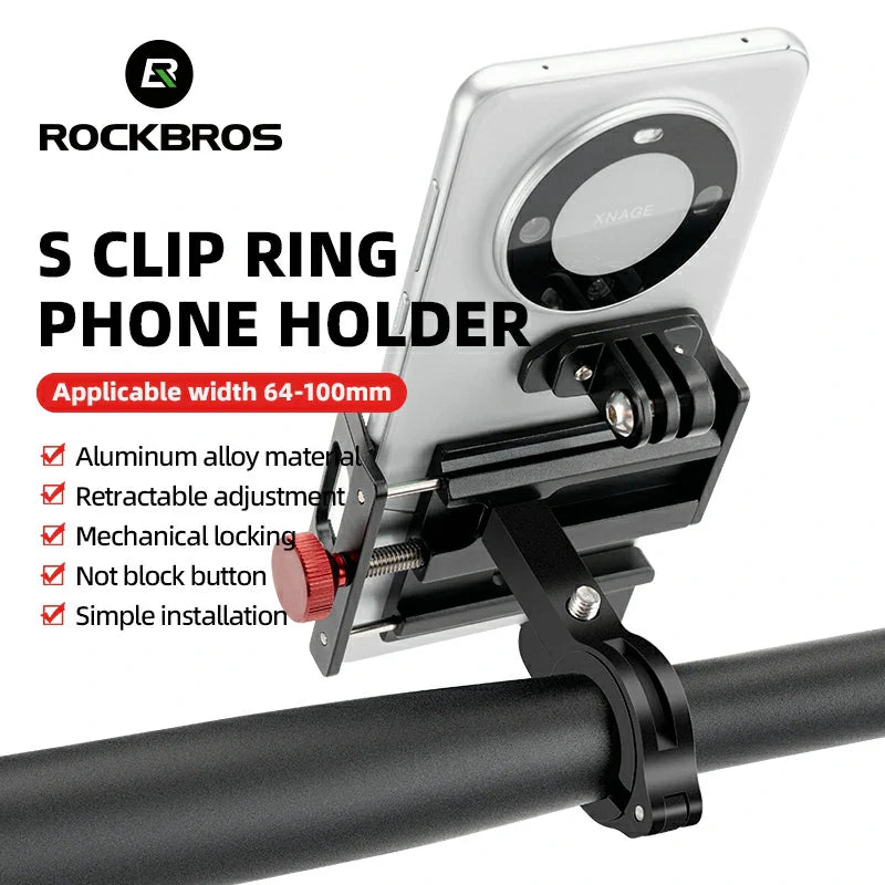 S Clip Ring Bike Phone Holder for 4.7–7.09" Phones