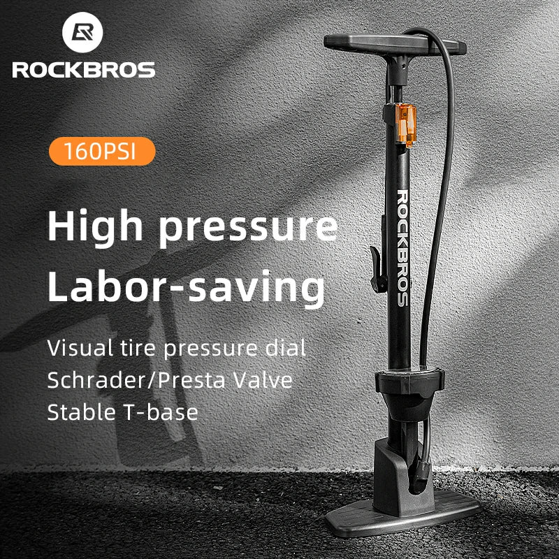 Bike Floor Pump 160PSI High Pressure with Gauge Portable Aluminum
