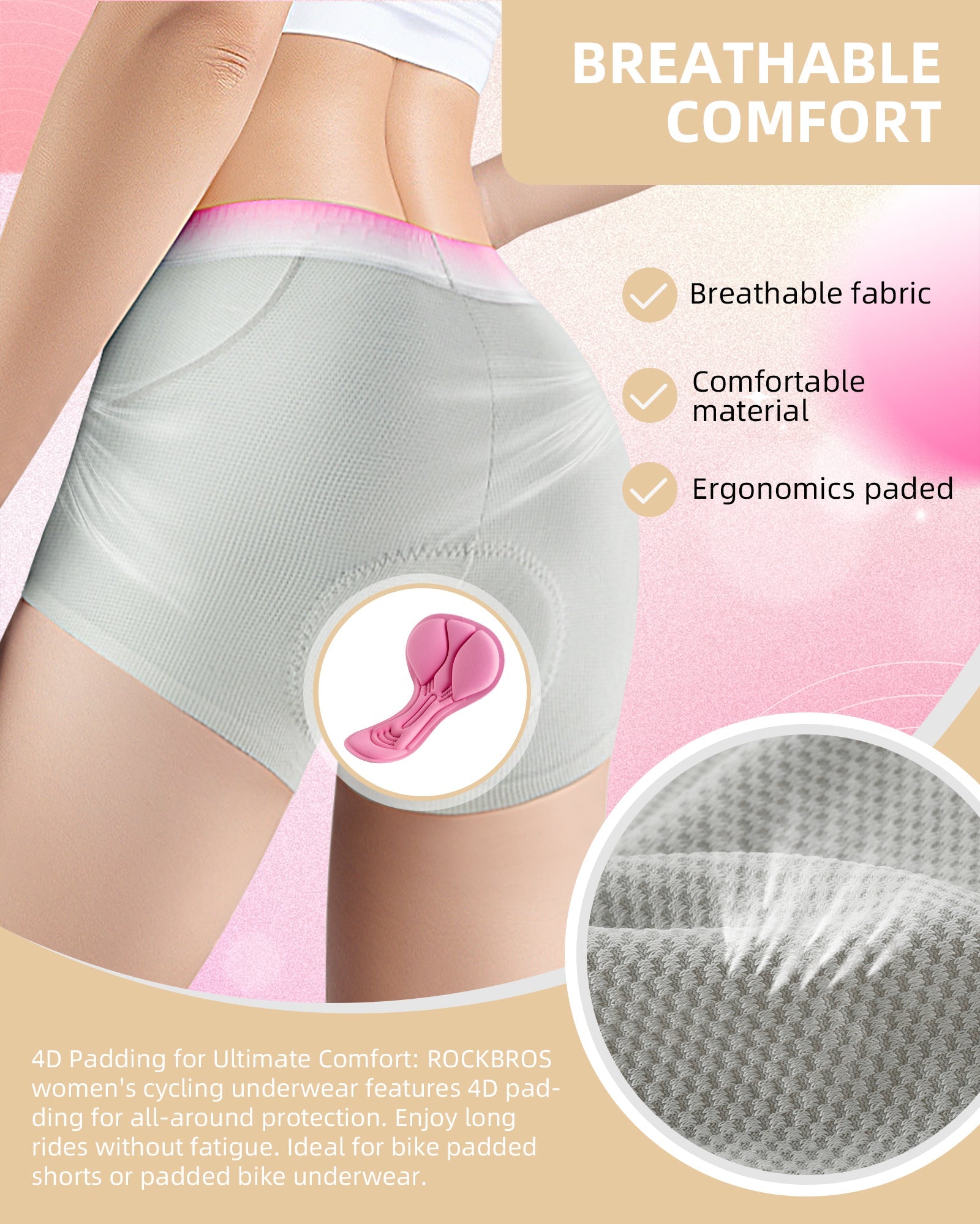 ROCKBROS Women¡¯s Cycling Underwear 4D Padded Bike Shorts