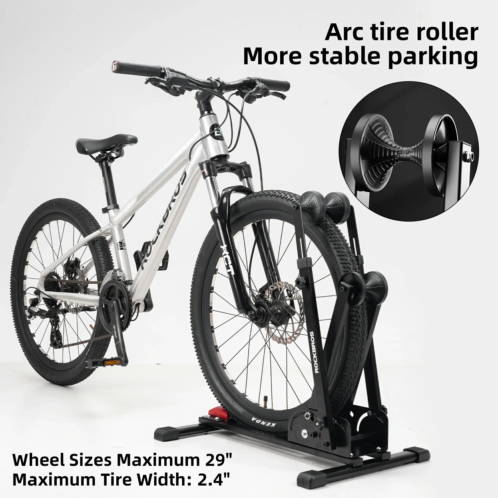 2-in-1 Adjustable Bike Stand Foldable Floor Vertical Rack Sturdy Carbon Steel for 24-27.5 Wheels