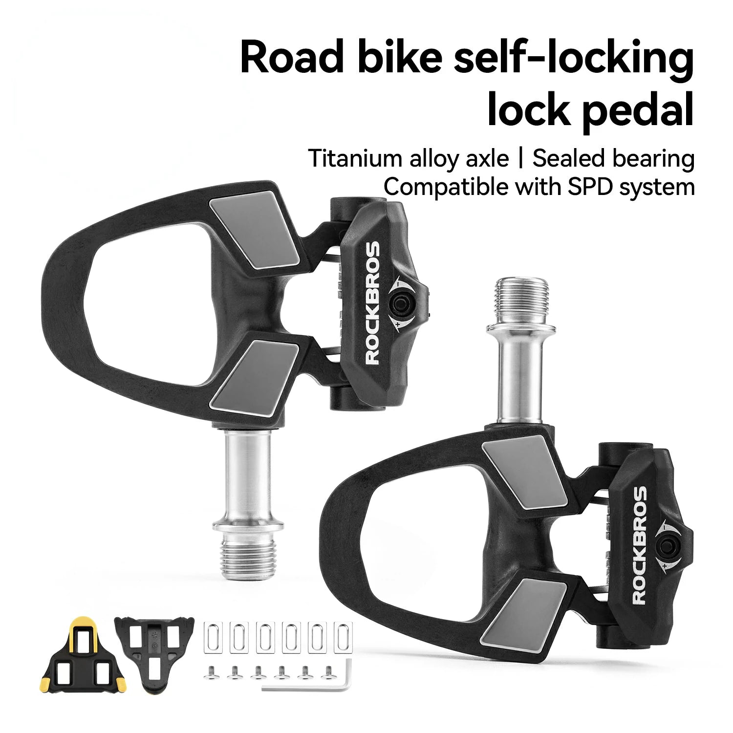 Road Bike Carbon Fiber Clipless Pedals SPD with Titanium Axle