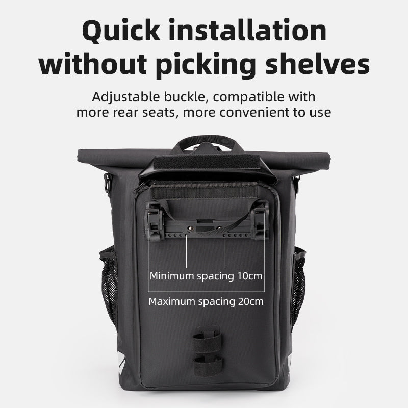 Waterproof Bike Rack Bag 18L Adjustable Backpack Straps