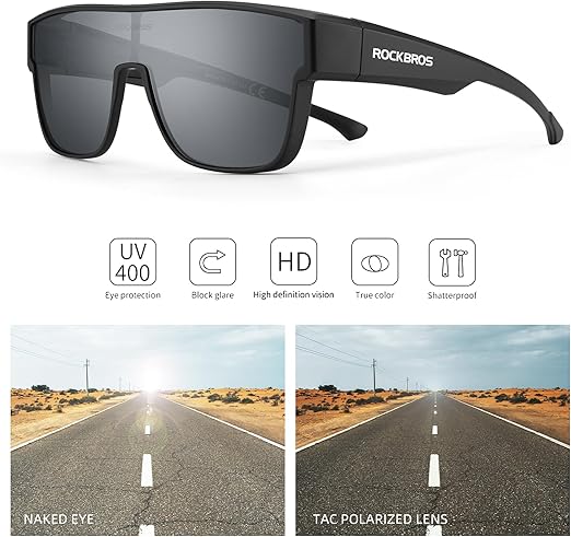 ROCKBROS Polarized Fit Over Glasses Sunglasses UV400 Wrap Around for Men Women - ROCKBROS