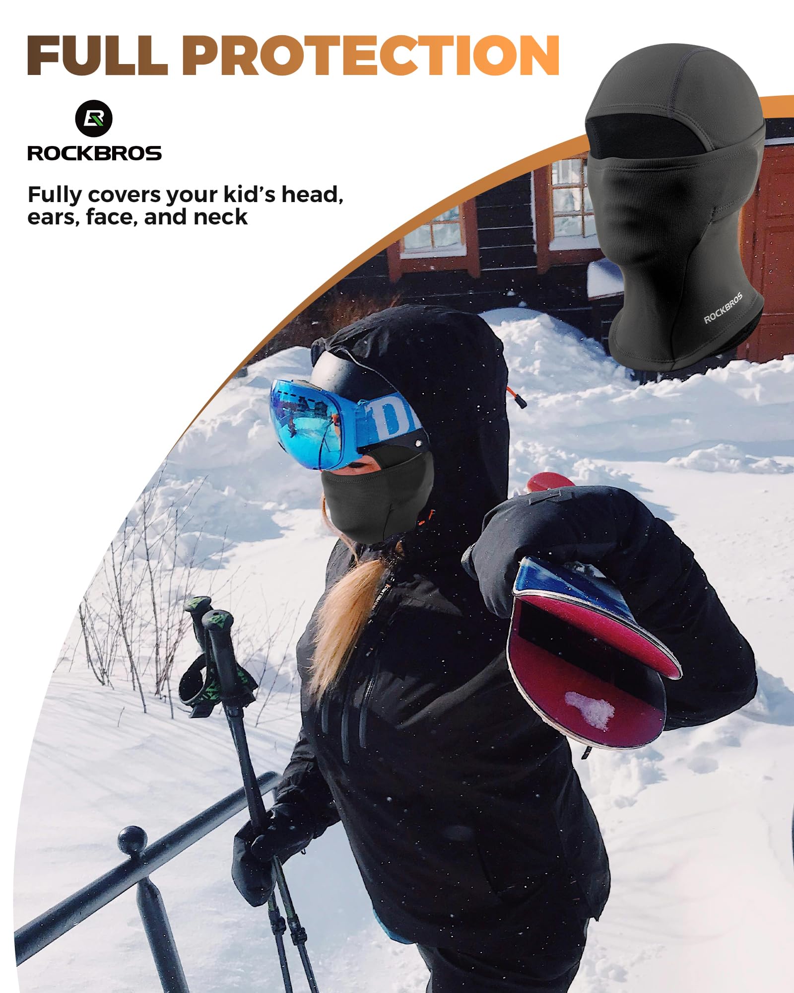 ROCKBROS Windproof Winter Balaclava Ski Mask for Kids Cold Weather