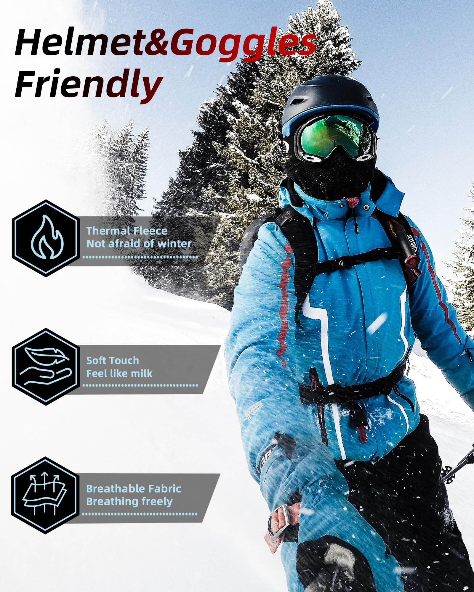 ROCKBROS Windproof Winter Balaclava Ski Mask for Kids Cold Weather