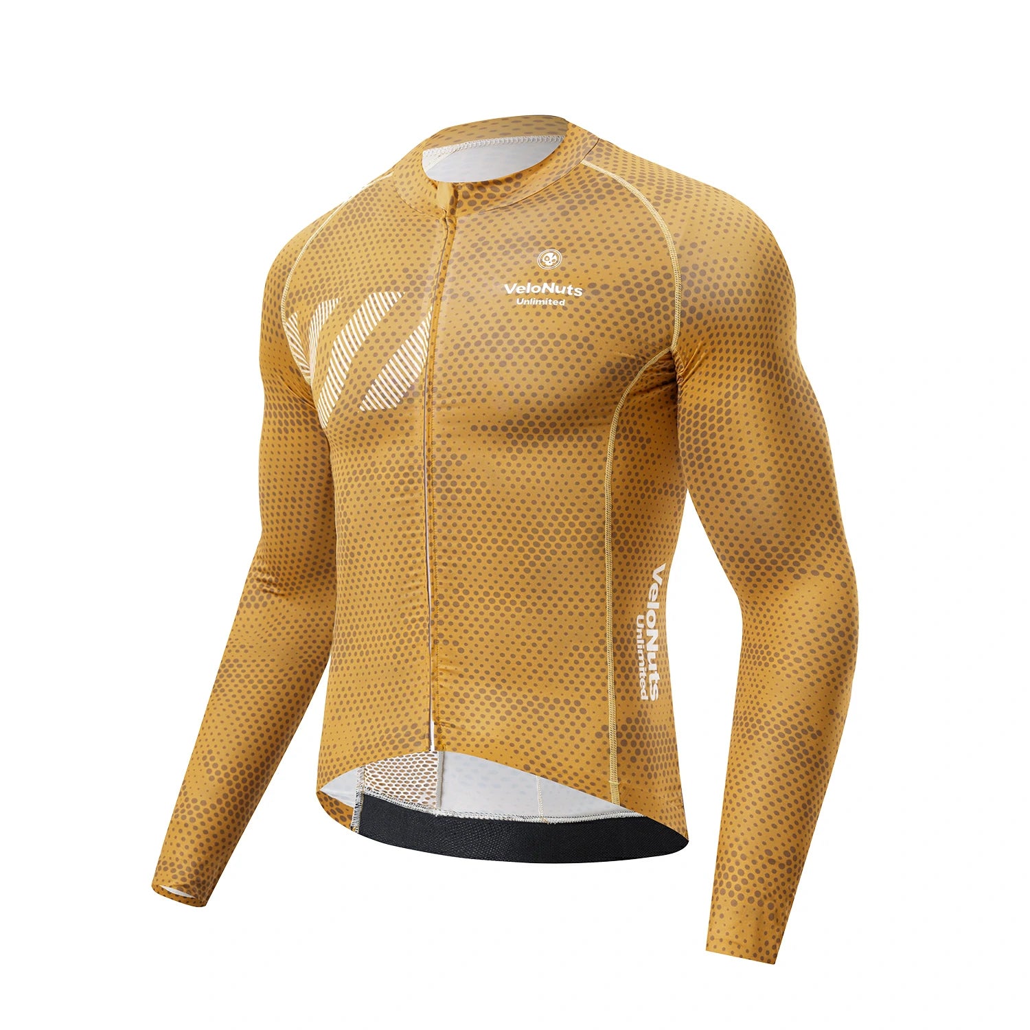 Yellow cycling jersey with a brand logo on a white background #color_yellow