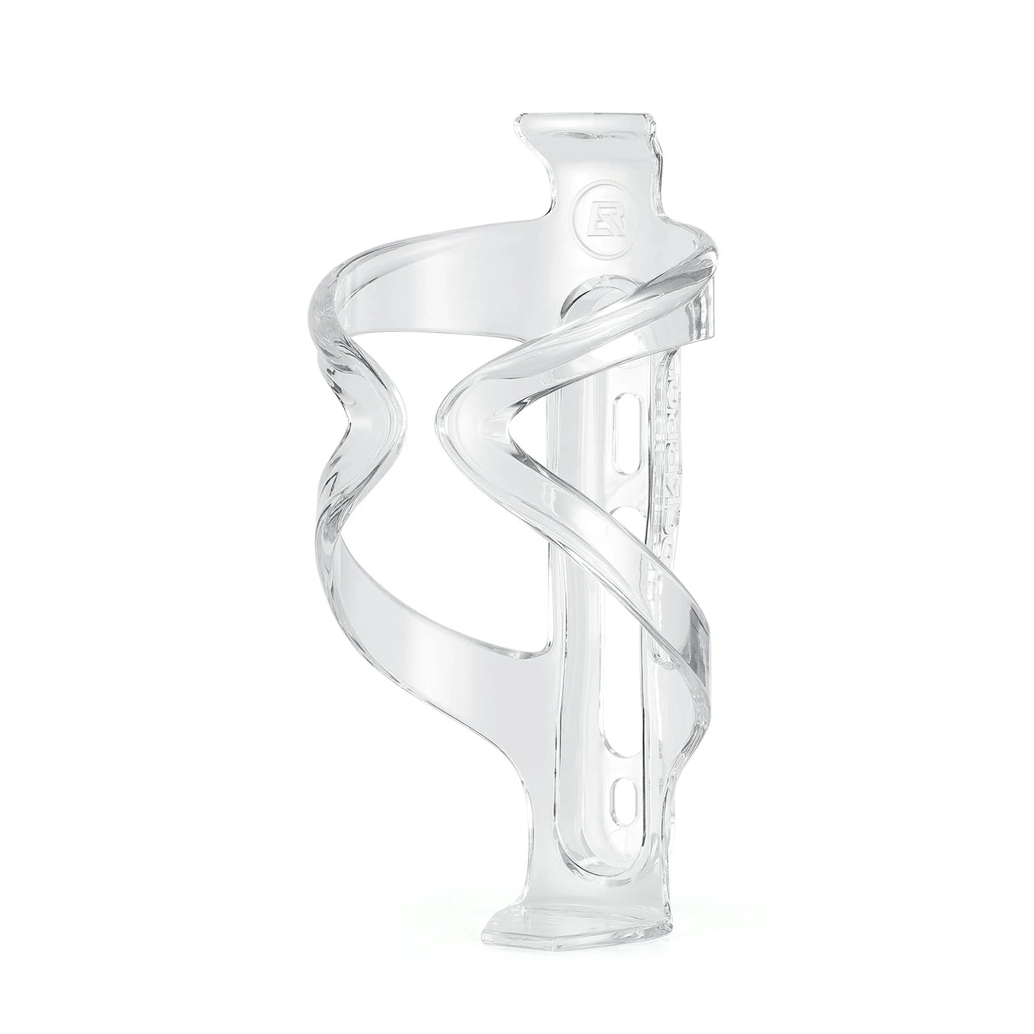 Clear plastic bottle cage with a unique design on a white background #Color_Clear White