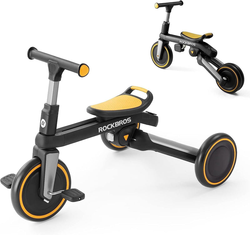Black and yellow tricycle with 'RockBros' branding on a white background #color_yellow