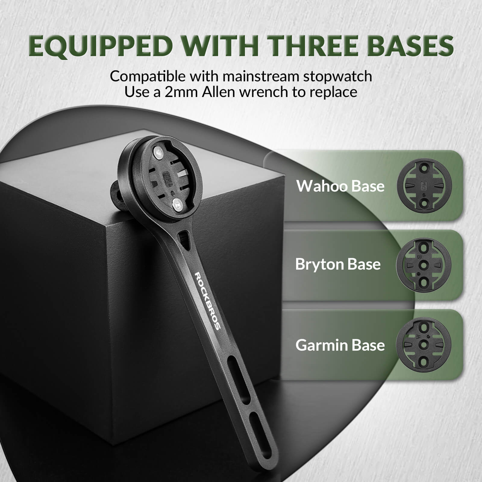 ROCKBROS Bicycle Computer Mount featuring compatibility with sport camera adapters, designed for durable and stable use on handlebars.