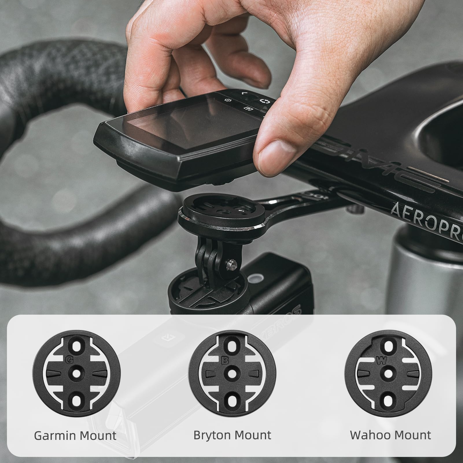 ROCKBROS Bike Aluminum Computer Mount  compatible with Garmin, Wahoo, Bryton, and GoPro - ROCKBROS#color_Small Logo
