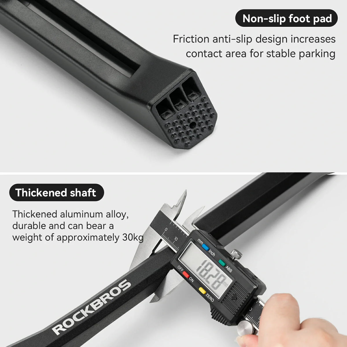 Adjustable kickstand length range from 34 to 41 cm