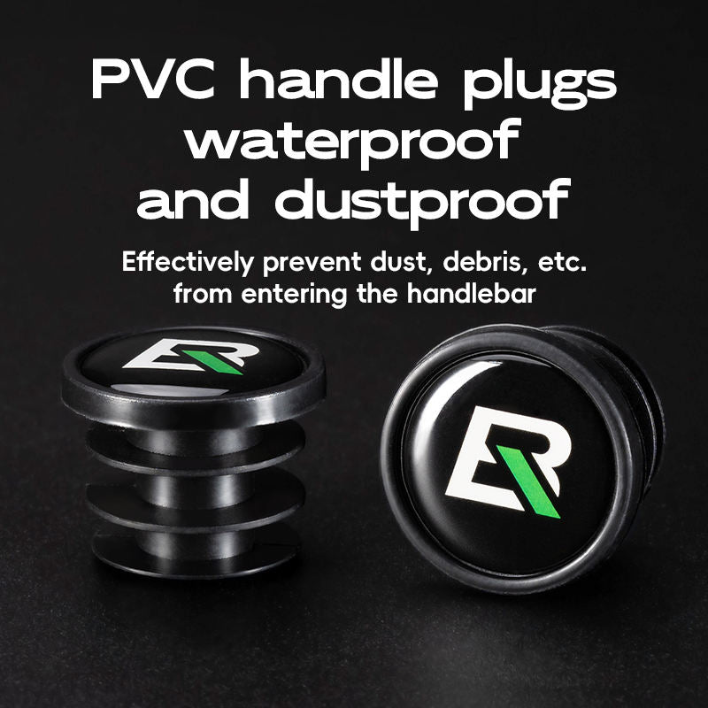 PVC handle plugs with a brand logo on a black background, text indicating waterproof and dustproof properties.