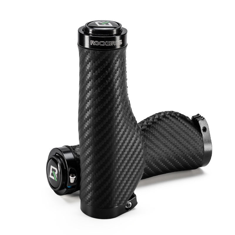 Black bike grips with 'Rockbros' branding on a white background #Color_Ball-shaped