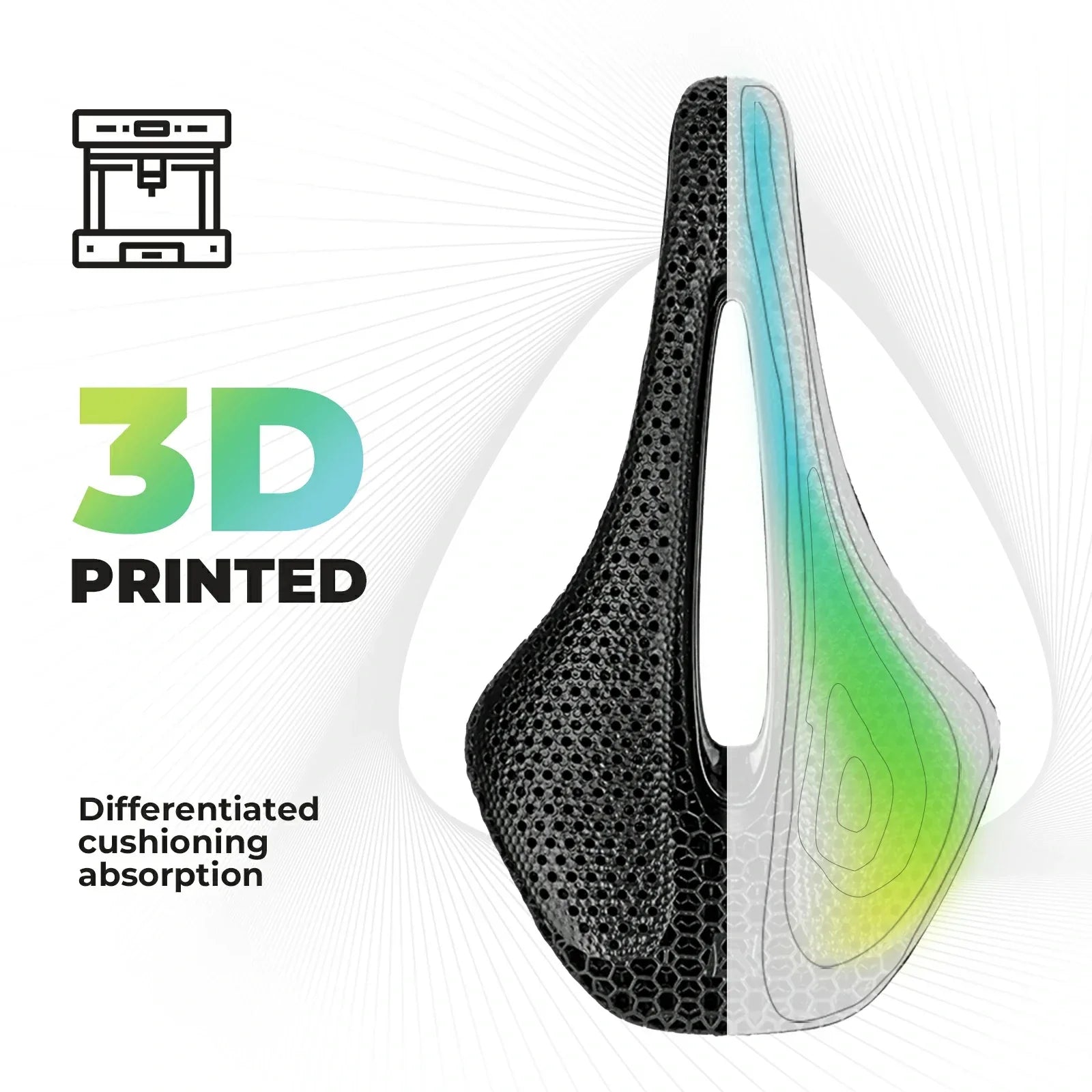 Comfortable soft 3D printed bicycle saddle for long rides