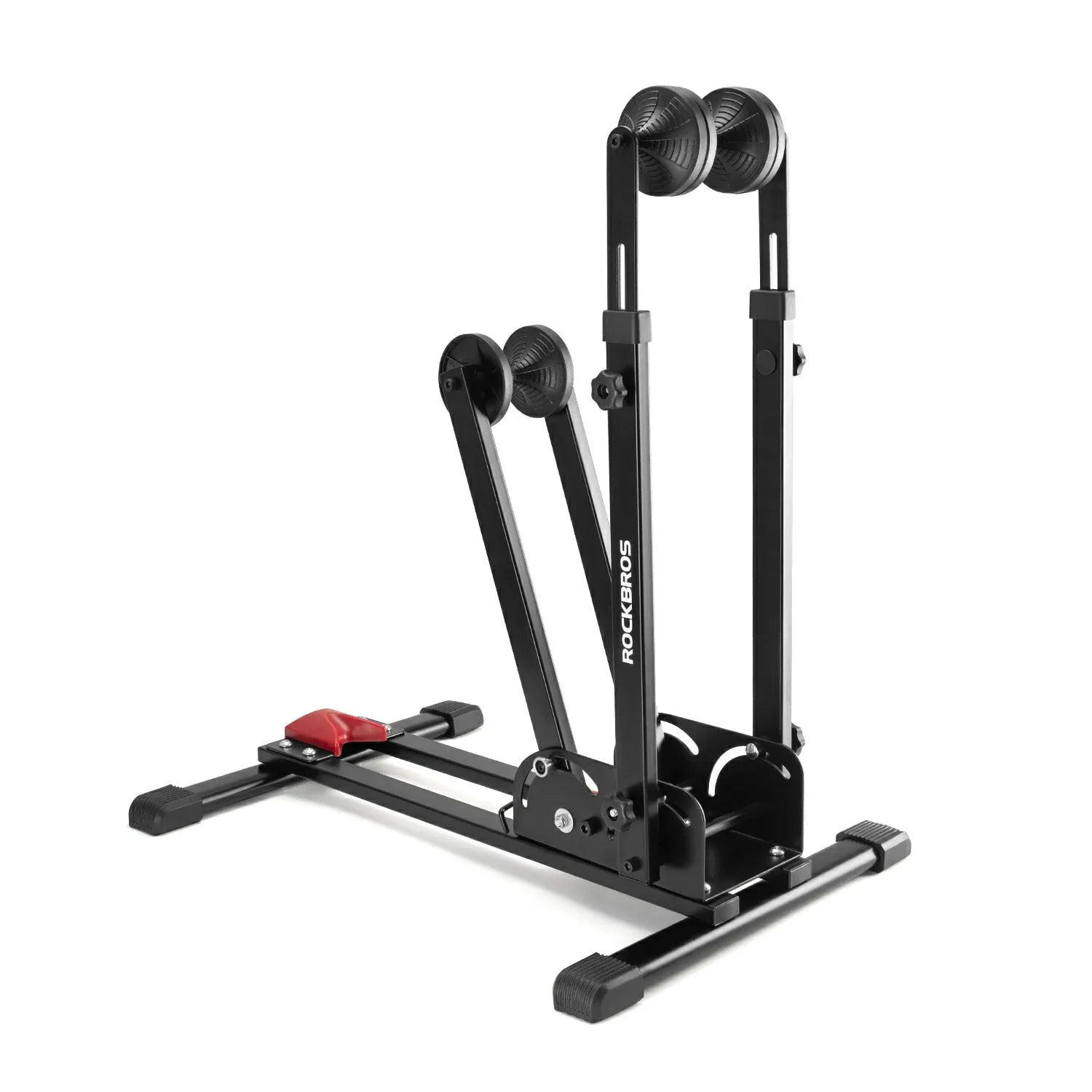 Black bike stand with adjustable components