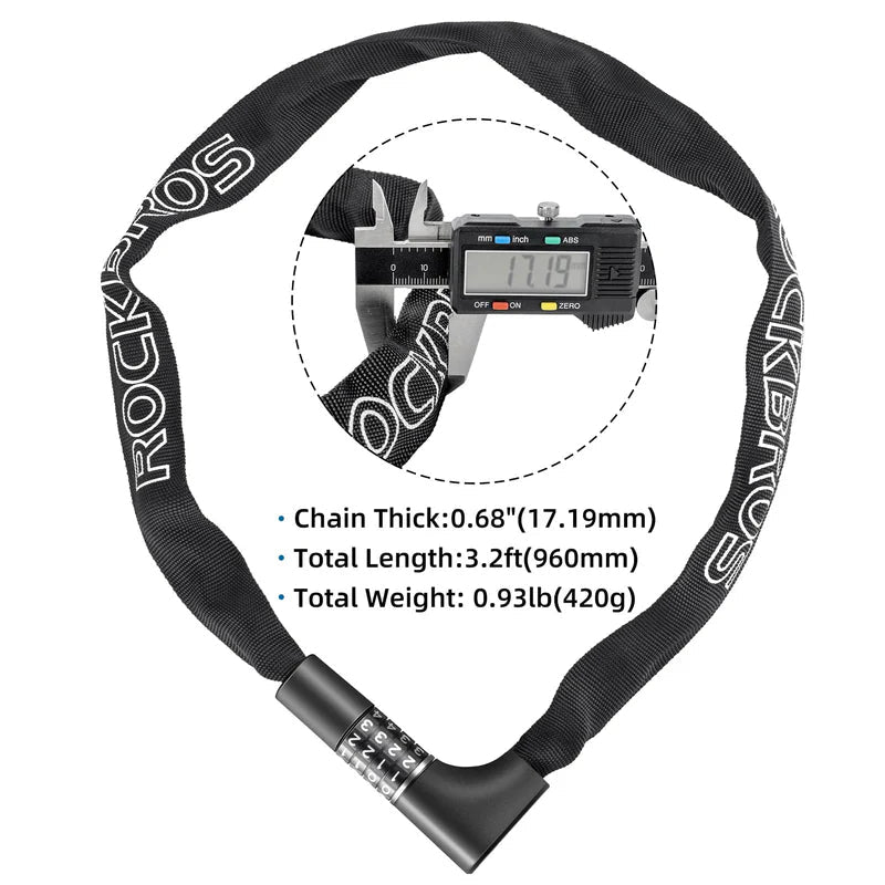 Bike Lock Set with U-Lock and Combination Chain Lock