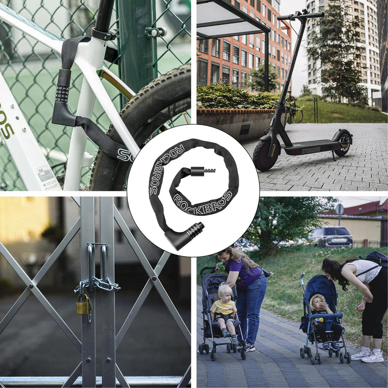 Bike Lock Set with U-Lock and Combination Chain Lock