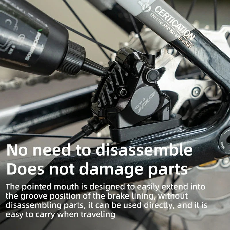 Bicycle brake mechanism with a tool and text about its features