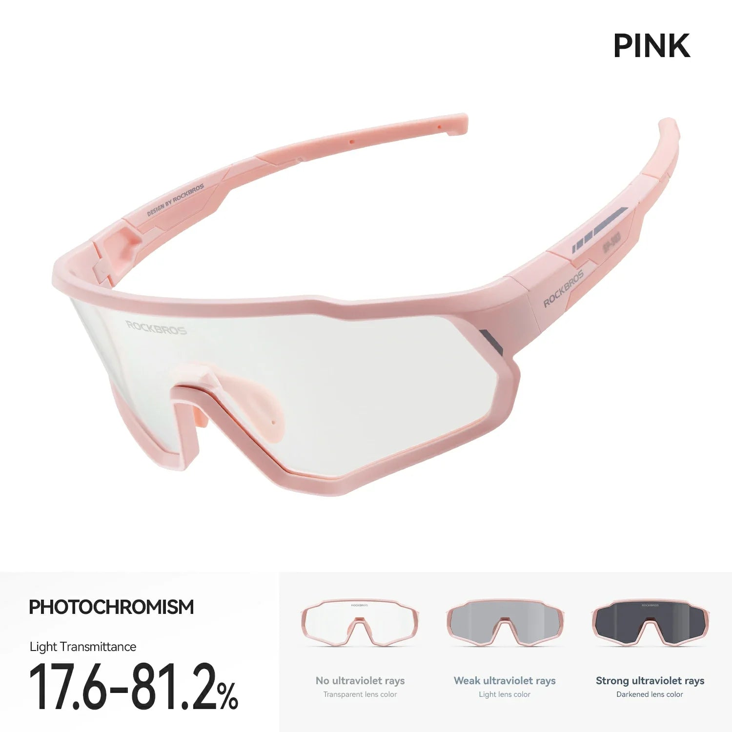 Pink sunglasses with photochromic lenses on a white background #color_Light Pink / Photochromic Clear